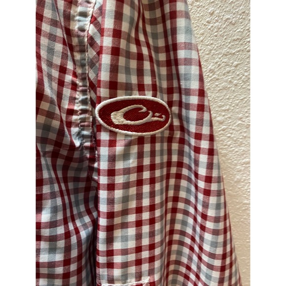 Drake Clothing Company Men's XL OU Logo Plaid Long Sleeve Fishing Shirt Red Gray - Picture 5 of 12